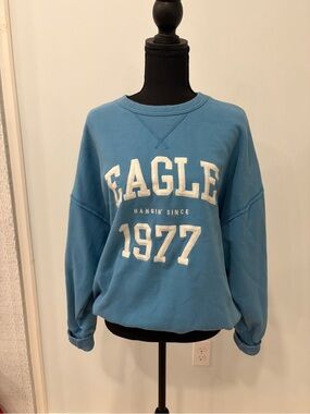 American Eagle Outfitters Light Blue 'EAGLE 1977' Crewneck Sweatshirt